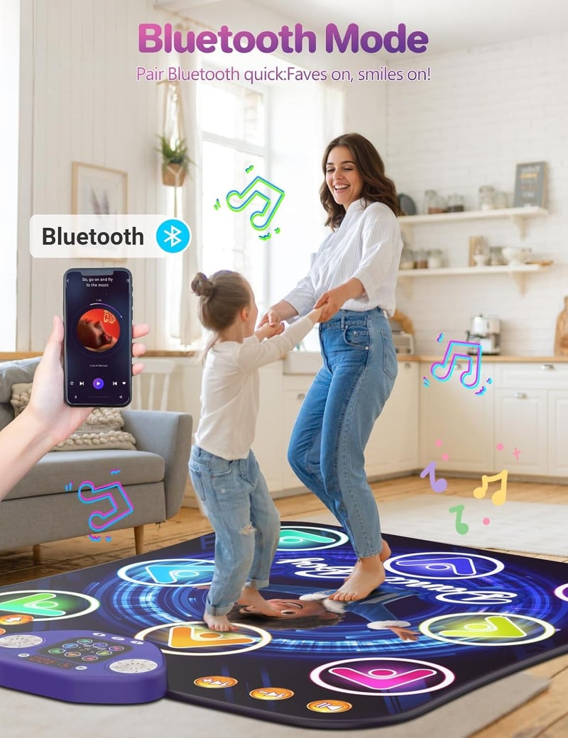 TooLion Dance Mat Toys for 3-12 Year Old Kids,Bluetooth Dance Pad with Light-Up 8 Keys,Interactive Dance Game with 4 Modes,Non-Slip & Built-in Music,Christmas Birthday Gift for Boys,Girls - Image 5